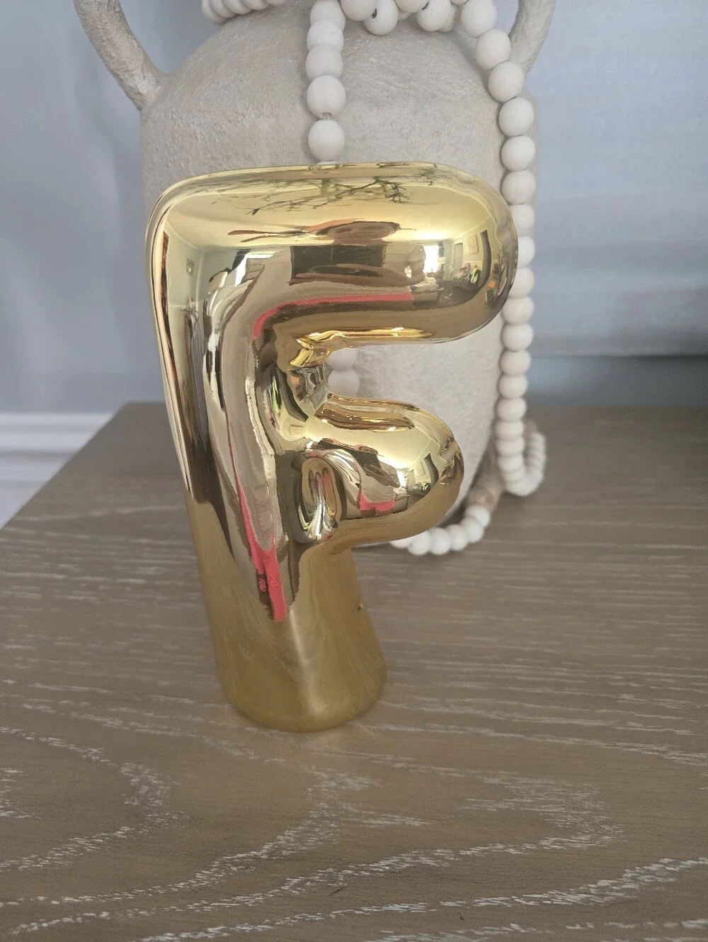 Gold Ceramic Letter 'F' Decorative Accent - Home Accents
